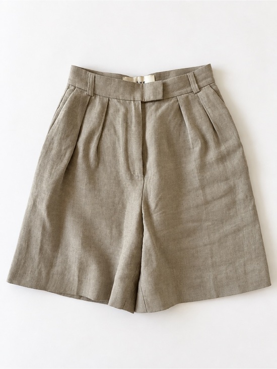 Róhe Pants - Róhe 100% Linen Pleated Bermuda Shorts Beige Size 34